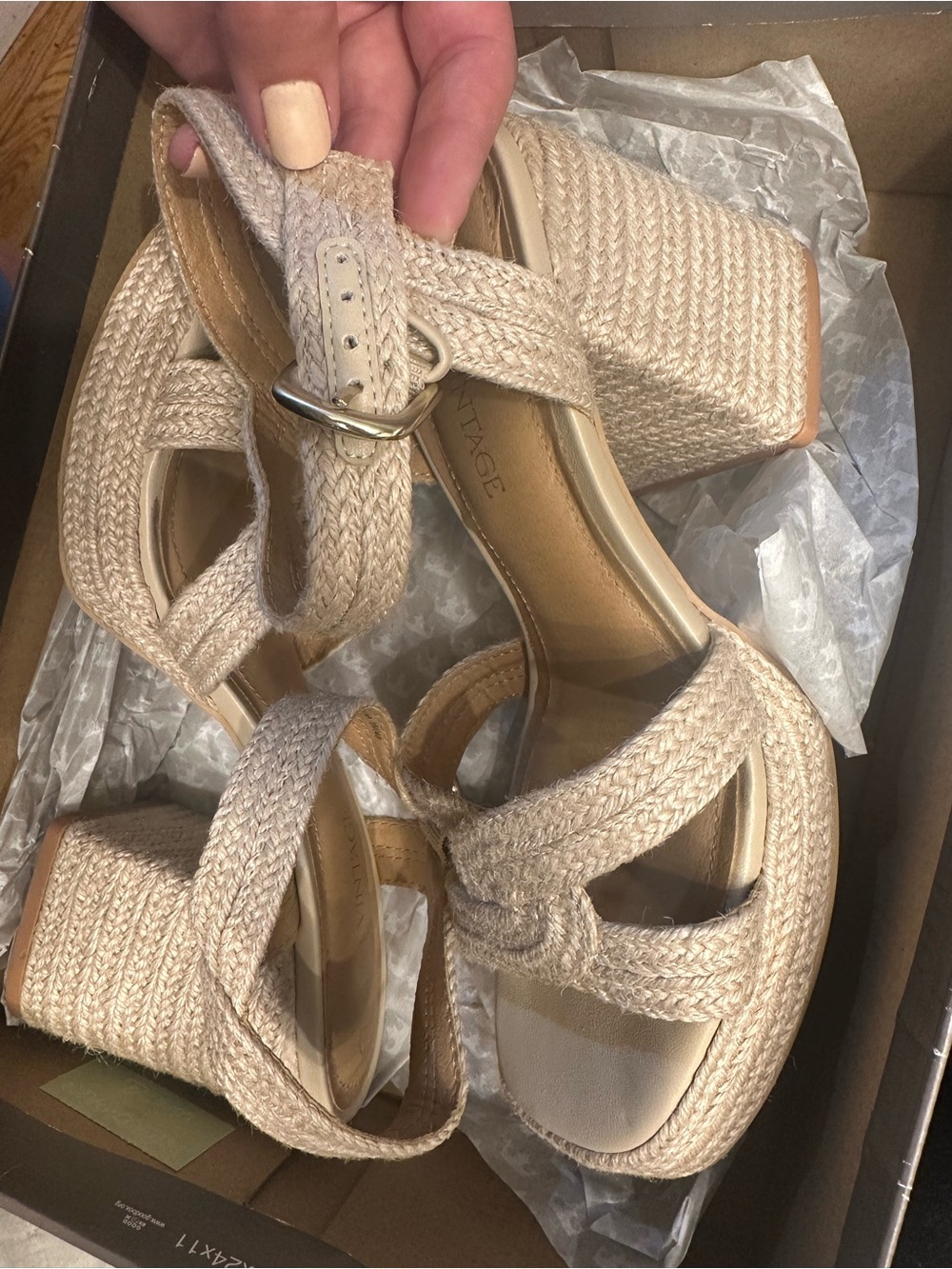 Crown Vintage Natural Beige Braided Platform Sandals - Picture 2 of 6